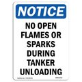 Signmission OSHA Notice Sign, No Open Flames Or Sparks During, 14in X 10in Decal, 10" W, 14" H, Portrait OS-NS-D-1014-V-14711